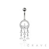 316L SURGICAL STEEL MULTI CZ DREAM CATCHER FLOWER NON DANGLE BELLY BUTTON NAVEL RING 